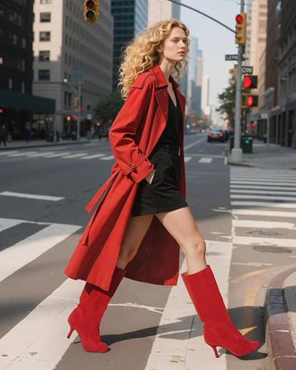 Women's Over-the-Knee Wide-Leg Square-Toe Stiletto High-Heeled Boots