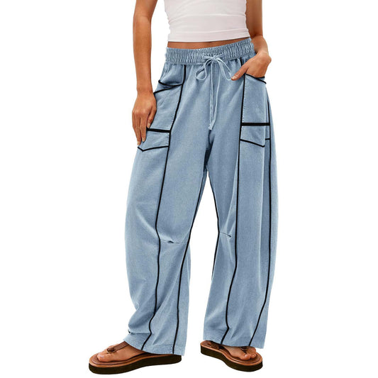 Summer Casual Loose Drawstring Wide-Leg Sports Pants