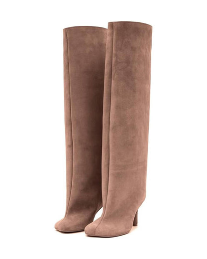 Women's Over-the-Knee Wide-Leg Square-Toe Stiletto High-Heeled Boots