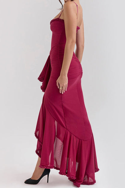 Impressive Flirt Mesh Ruched High&Low Dress
