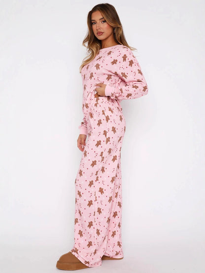 Christmas Printed Long Sleeve Long Pants Home Wear