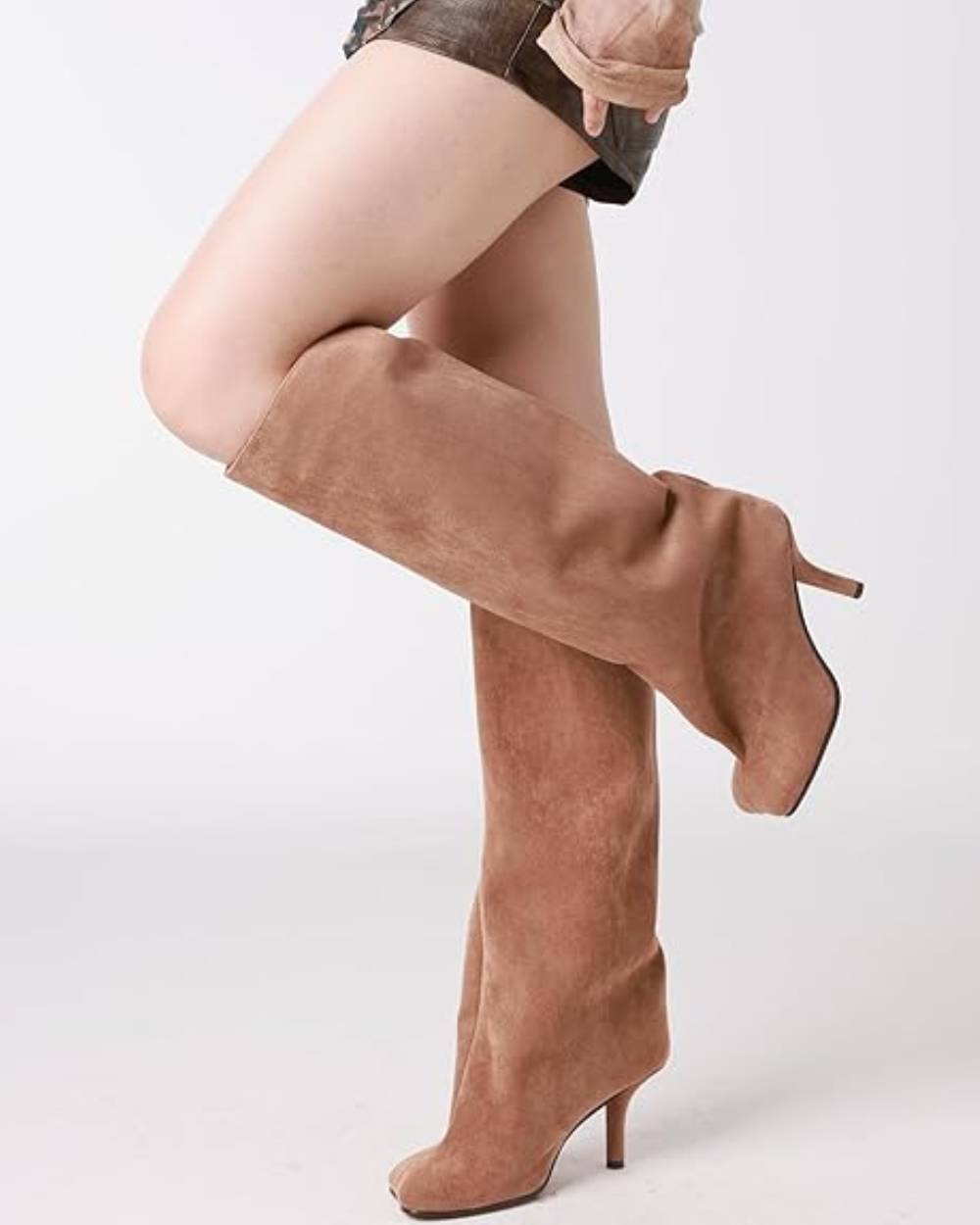 Women's Over-the-Knee Wide-Leg Square-Toe Stiletto High-Heeled Boots