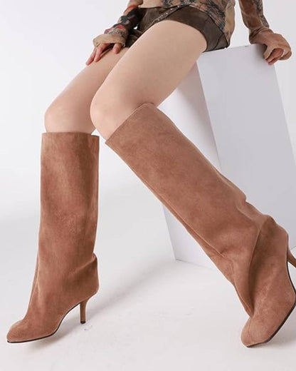 Women's Over-the-Knee Wide-Leg Square-Toe Stiletto High-Heeled Boots
