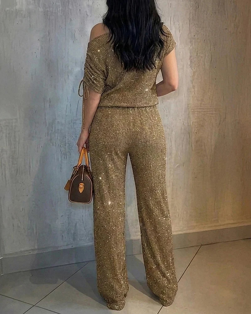 Women's Two-Piece Rhinestone Lounge Suit