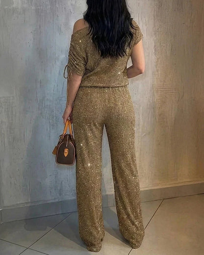 Women's Two-Piece Rhinestone Lounge Suit