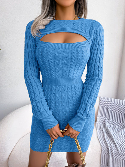 Sexy Cropped Waist-tight Package Hip Sweater Dress