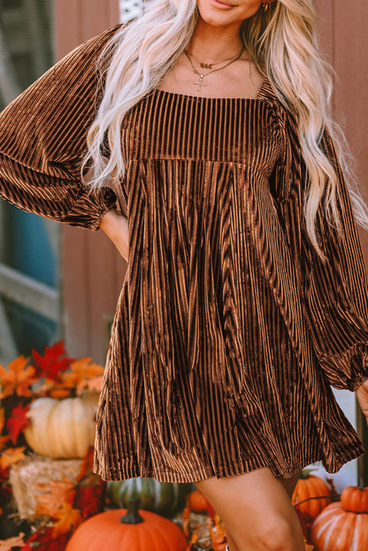 Tie-Back Square Neck Velvet Dress