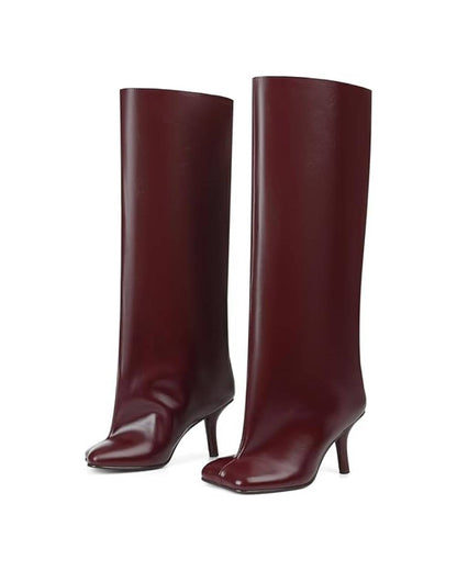 Women's Over-the-Knee Wide-Leg Square-Toe Stiletto High-Heeled Boots