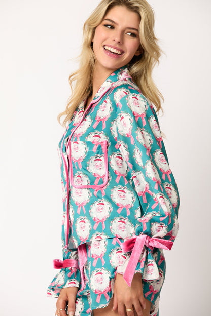 Holly Jolly Satin Santa & Bow Pjs