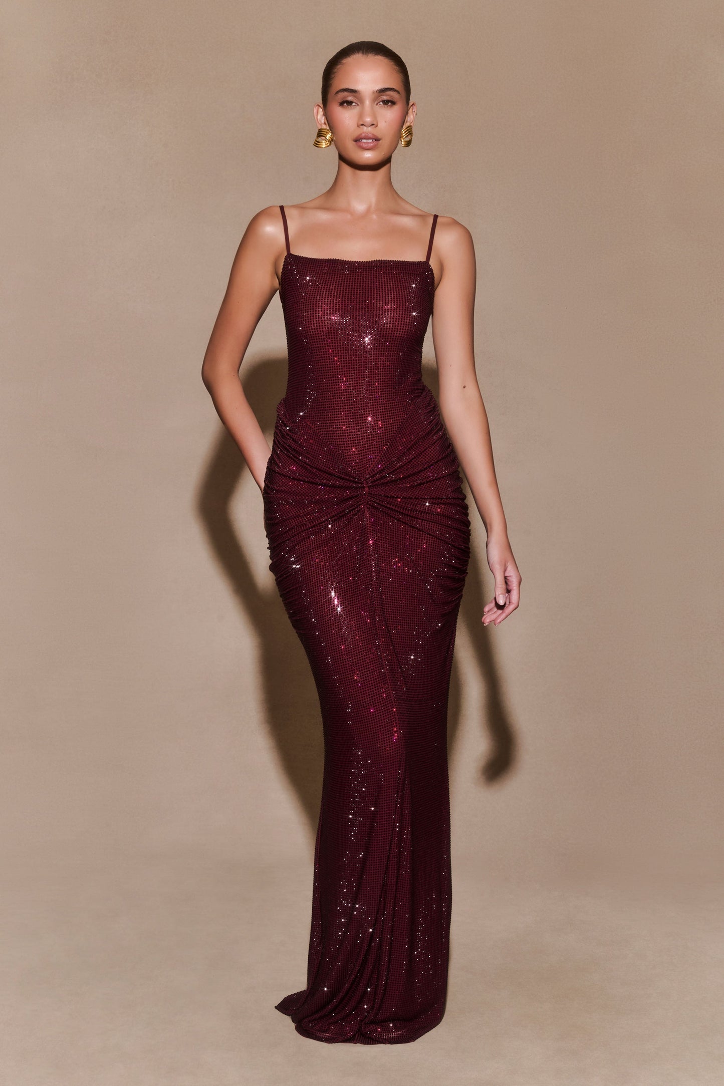 Roisin Diamante Satin Maxi Dress