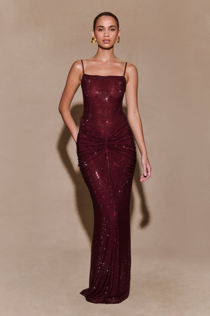 Roisin Diamante Satin Maxi Dress