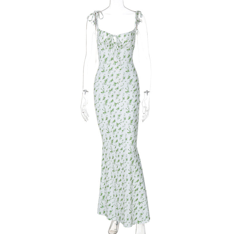 Small Floral Strap Large Swing Skirt