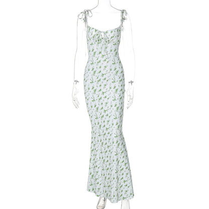 Small Floral Strap Large Swing Skirt