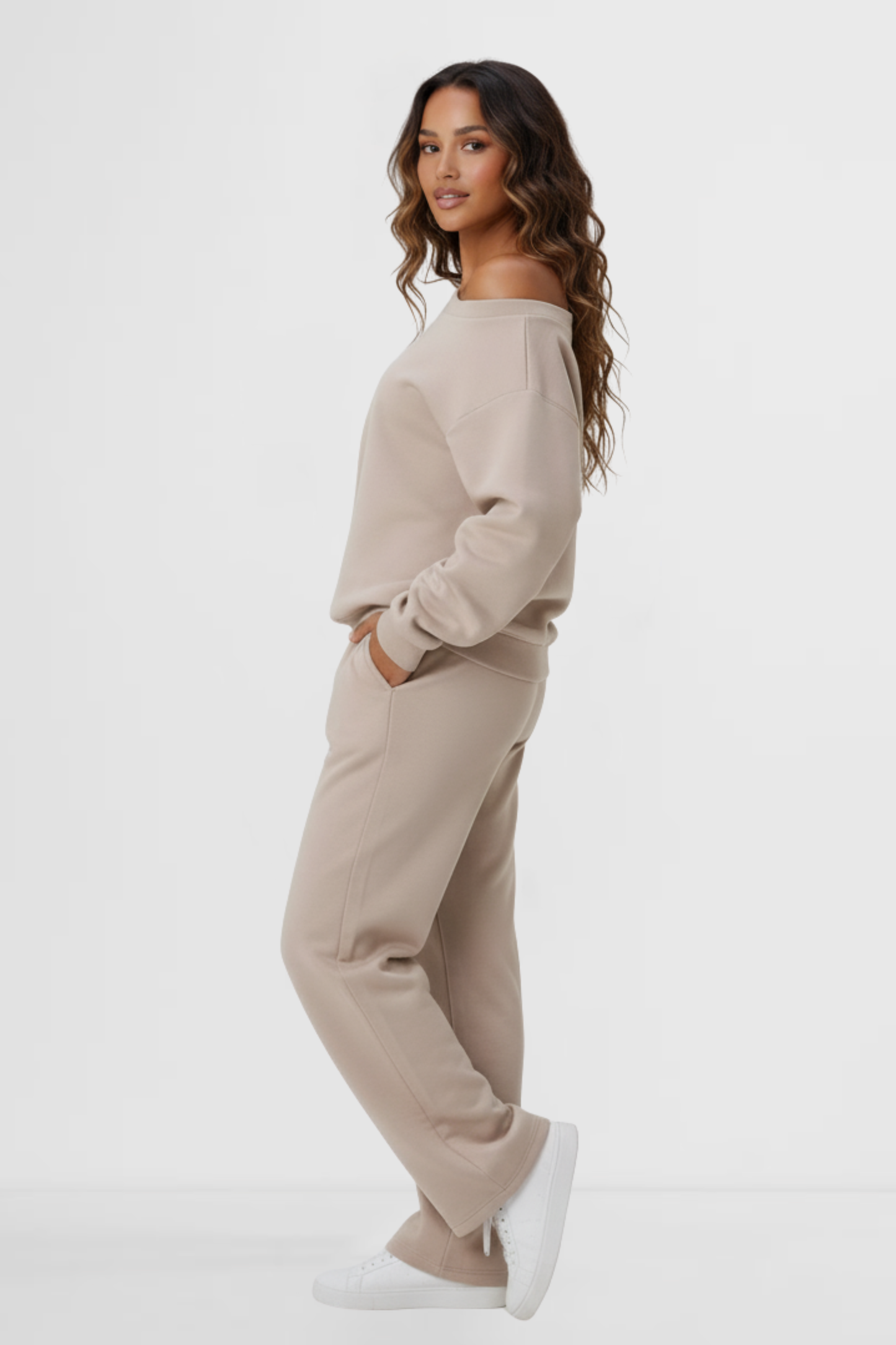 Casual Off-Shoulder Long-Sleeve Two-Piece Set