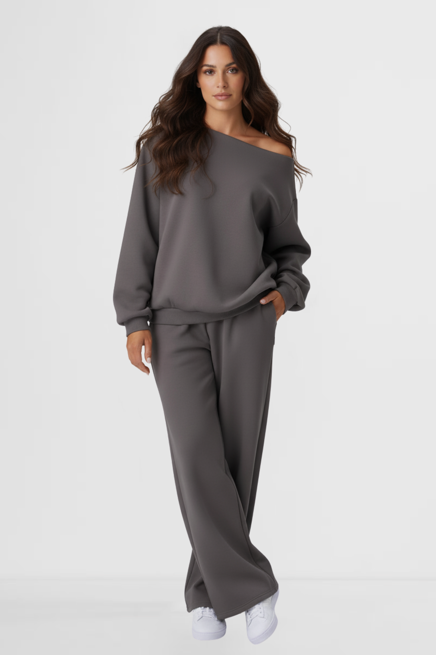 Casual Off-Shoulder Long-Sleeve Two-Piece Set