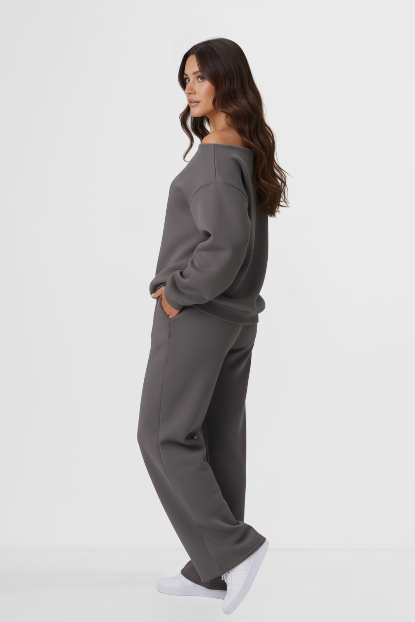 Casual Off-Shoulder Long-Sleeve Two-Piece Set