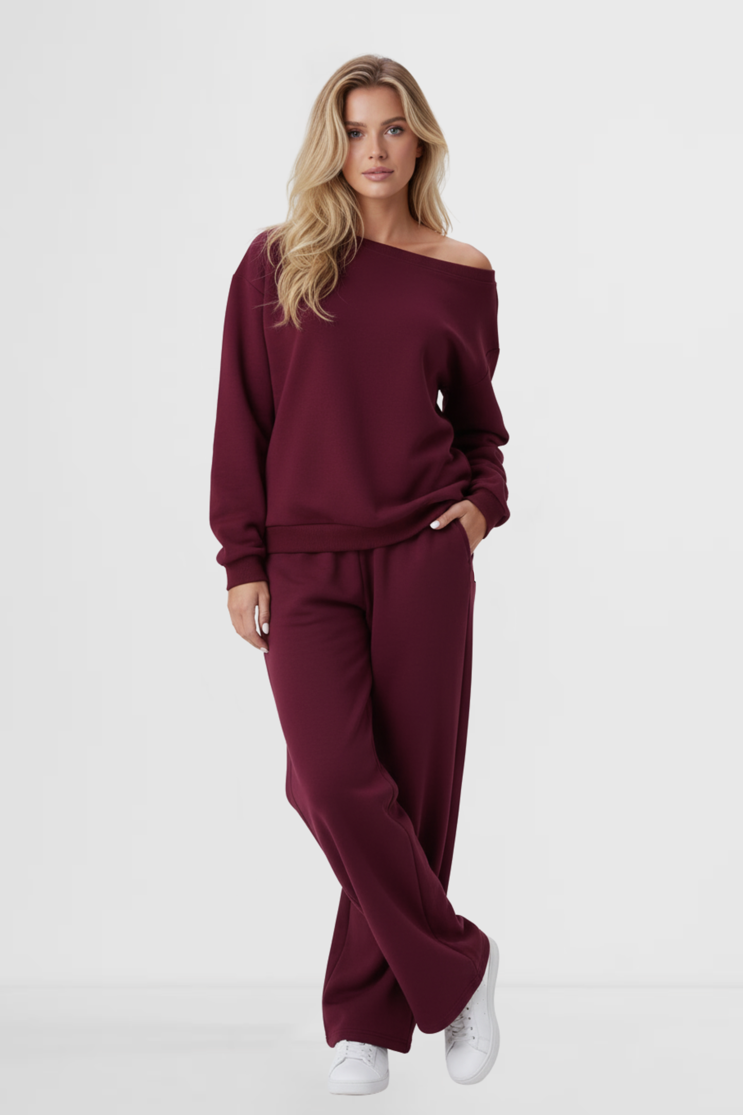 Casual Off-Shoulder Long-Sleeve Two-Piece Set