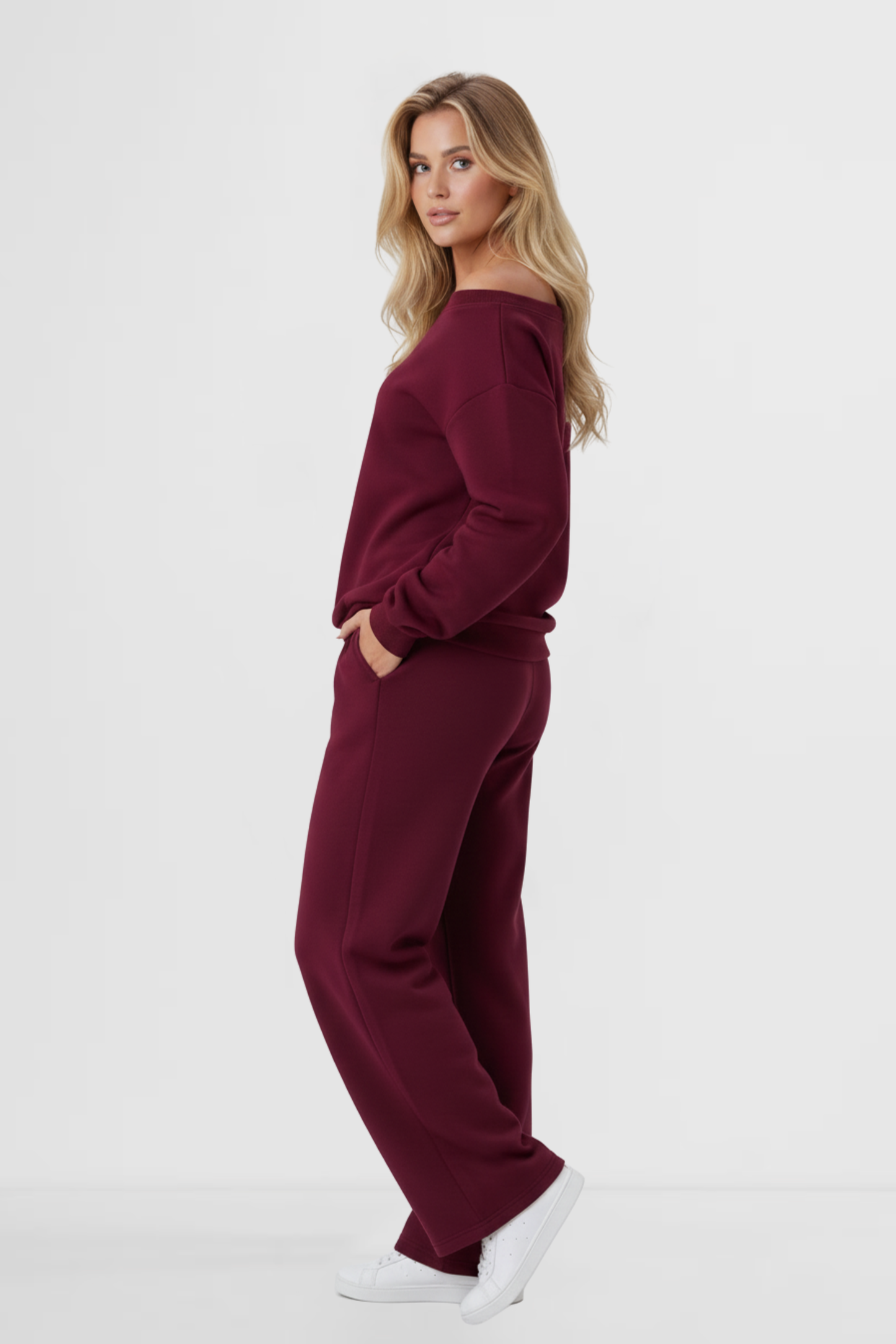 Casual Off-Shoulder Long-Sleeve Two-Piece Set