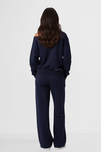 Casual Off-Shoulder Long-Sleeve Two-Piece Set