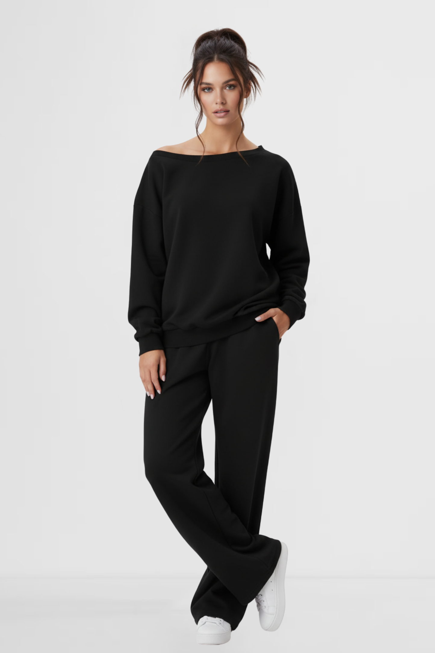 Casual Off-Shoulder Long-Sleeve Two-Piece Set