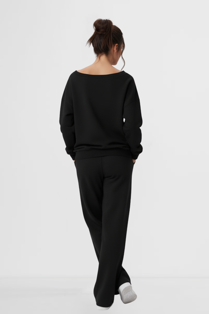 Casual Off-Shoulder Long-Sleeve Two-Piece Set