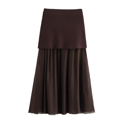 V-neck Button Knitted Vest & Pleated Skirt Set