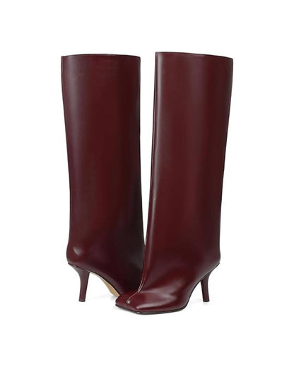 Women's Over-the-Knee Wide-Leg Square-Toe Stiletto High-Heeled Boots