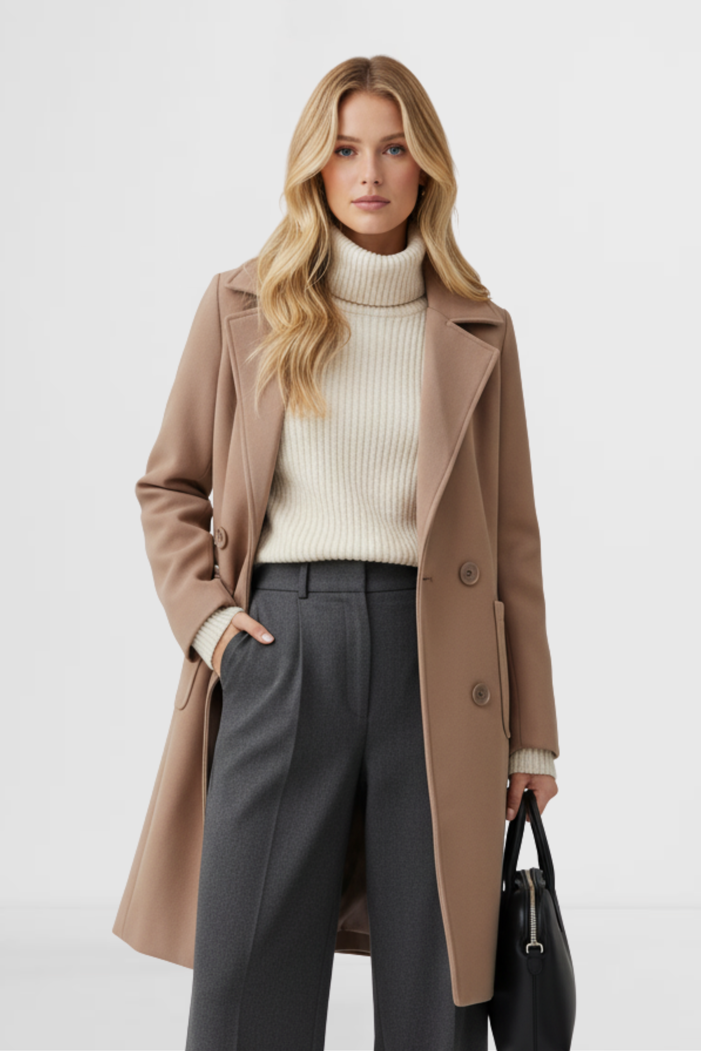 Classic Double-Breasted Wool Coat for Effortless Style
