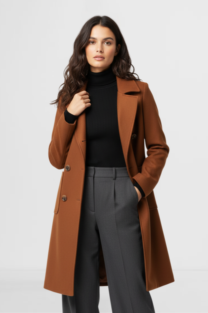 Classic Double-Breasted Wool Coat for Effortless Style