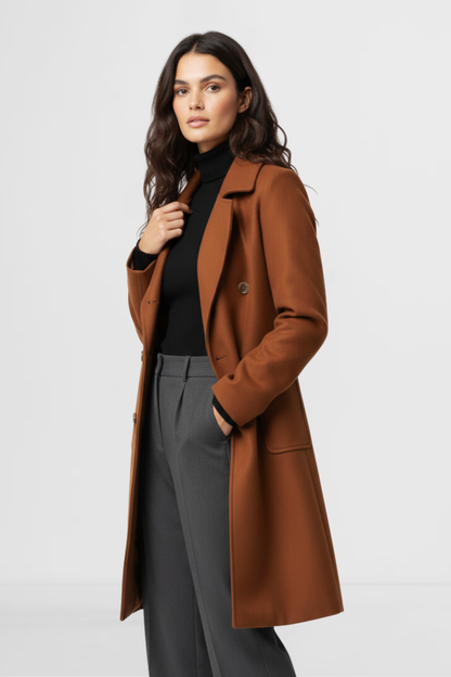 Classic Double-Breasted Wool Coat for Effortless Style