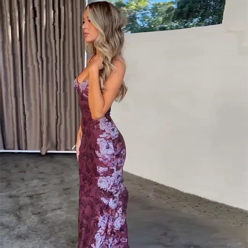 Retro Printing Slip Dress