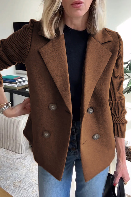 Premium Chic Knit-Sleeve Blazer