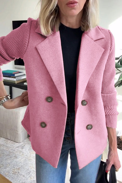 Premium Chic Knit-Sleeve Blazer