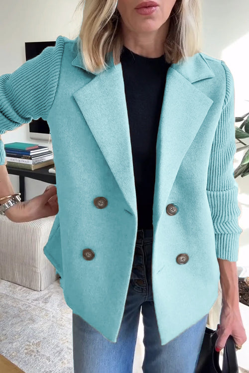 Premium Chic Knit-Sleeve Blazer