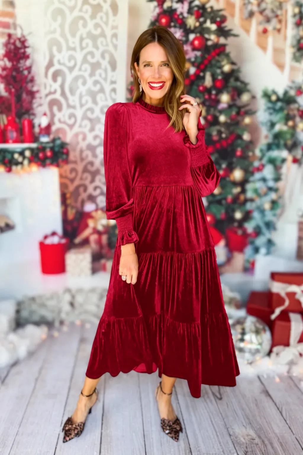 💥2025 DISCOUNT SALES 46% 🔥Long Sleeve Maxi Dress In Hunter Velvet