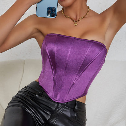 Glossy Tube Top Diamond-Shaped Corset Chest-Wrapped Vest