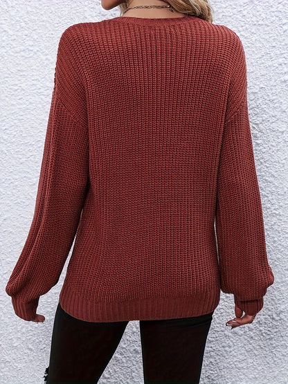 Casual Letters All-Match round Neck Pullover Knitted Sweater