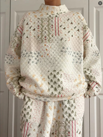 Christmas style loose high-neck two-piece set