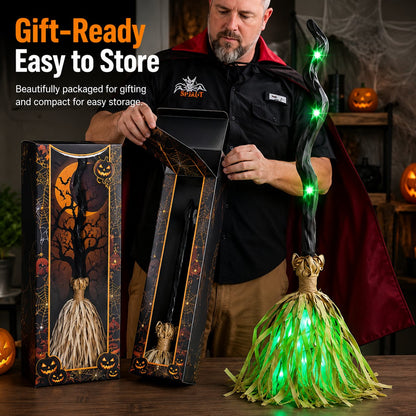 🔥 Magic Animated Witch Broom Halloween Decoration