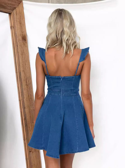 Fashion casual backless denim dress