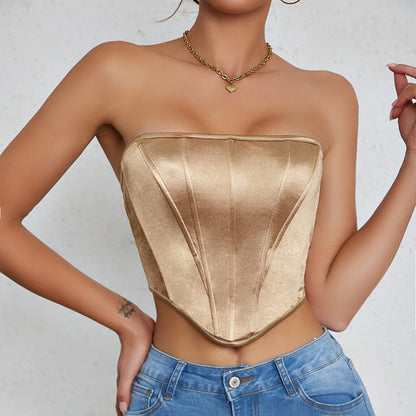 Glossy Tube Top Diamond-Shaped Corset Chest-Wrapped Vest