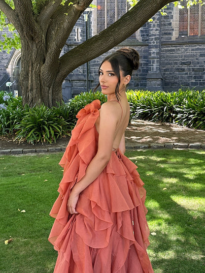 Casual Style Ruffled Halter Dress
