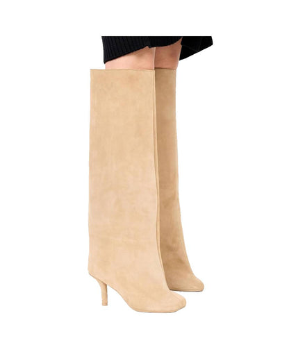 Women's Over-the-Knee Wide-Leg Square-Toe Stiletto High-Heeled Boots