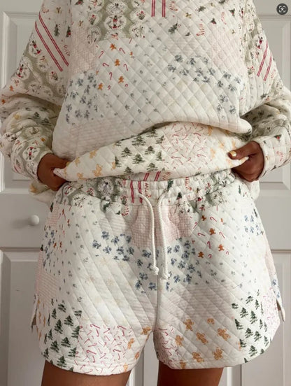 Christmas style loose high-neck two-piece set