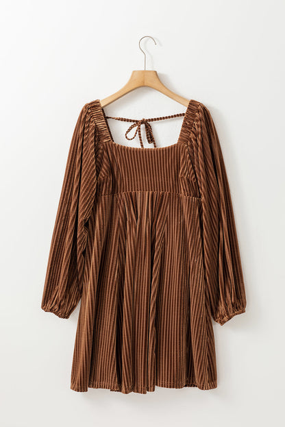 Tie-Back Square Neck Velvet Dress