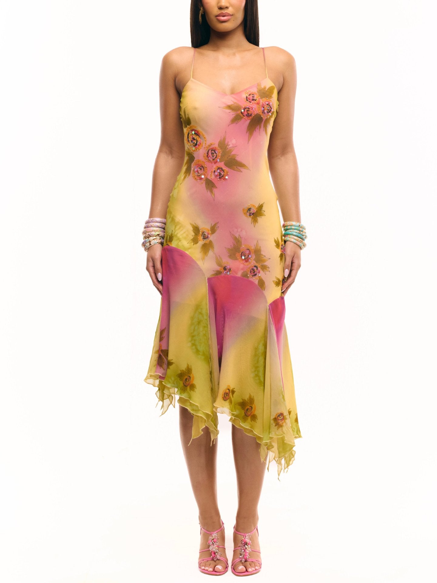 Ruffled Hem Slip Dress