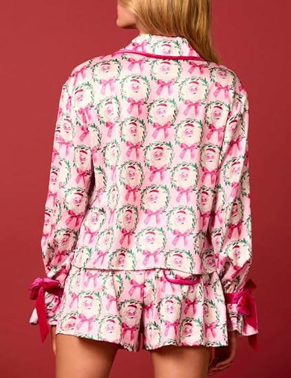 Holly Jolly Satin Santa & Bow Pjs