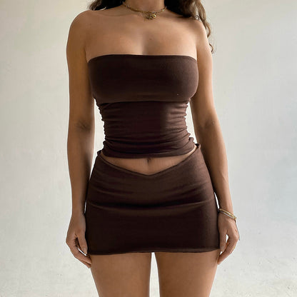 Fashion Casual Bandeau Slim-Fit Short Suit