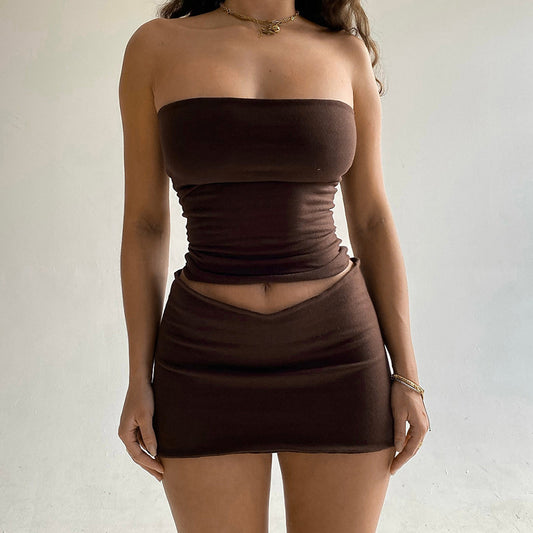 Fashion Casual Bandeau Slim-Fit Short Suit