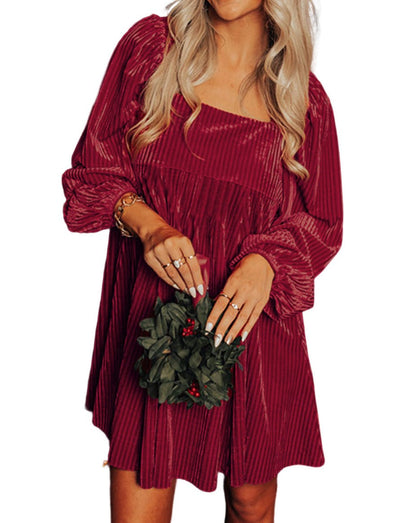 Tie-Back Square Neck Velvet Dress